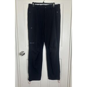 Marmot Rain Pants Black Stretch Softshell Hiking Zip Pockets Ankle Zip Men's 32